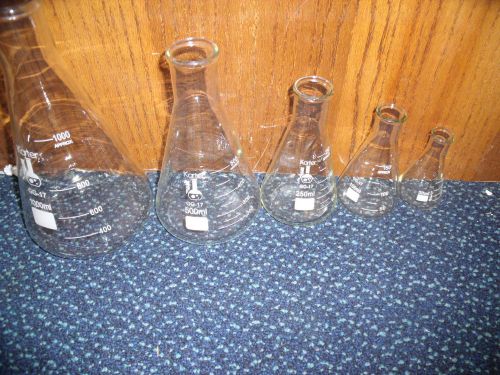 Flask Glass 5pcs Laboratory Scientific Erlenmeyer Karter 50 150 250 500 1000 ml