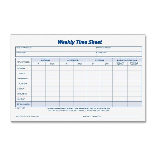 TOPS Weekly Employee Time Sheet 8.5 x 5.5 Inches 100 Sheets per Pad 2 Pads/Pa...