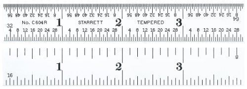 Starrett C604R-4 Spring Tempered Steel Rule With Inch Graduations, 4R 4&#034; Length,