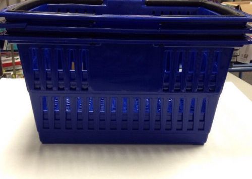 PLASTIC GROCERY STORE MARKET SHOPPING BASKET- BLUE- LOT OF 3