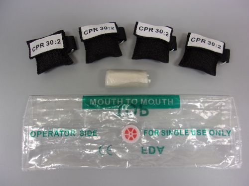 5 Black CPR Mask with Keychain Face Shield with GLOVES Ships from USA