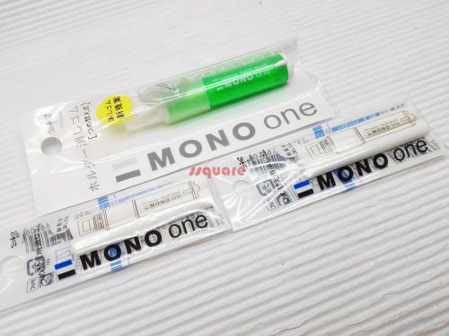1 Plastic Eraser + 4 refills, Tombow Mono ONE 7cm Mini Eraser Pen Green