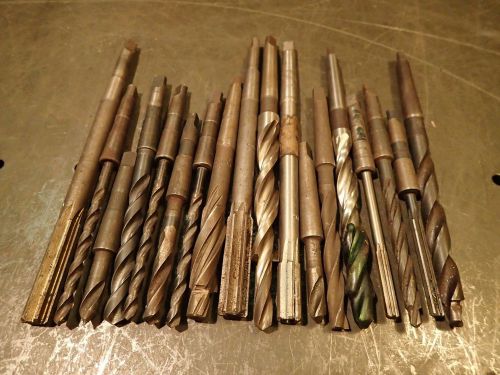 18 pc lot morse taper #1 shank drill bits reamers counterbores mt1 1mt for sale