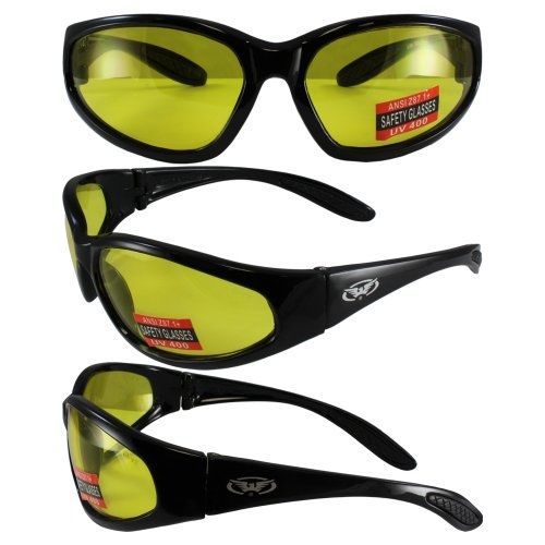 Hercules Yellow Tint Lens Safety Glasses Sunglasses Nylon Black Frame UV