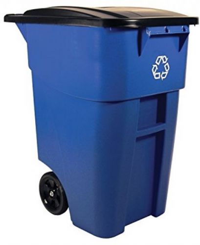 Rubbermaid Commercial Blue Heavy-Duty Rollout Waste/Utility Bin Recycle Garbage