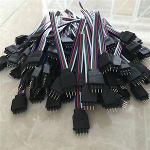10 PCS 4 Pin Male Connector Wire Cable For RGB 3528 5050 LED Strip controllor 3