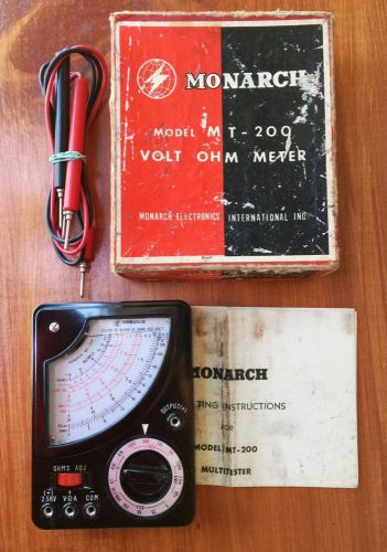 Monarch Model MT-200 Volt / Ohm Multi-tester + Instructions Box TESTED, WORKS