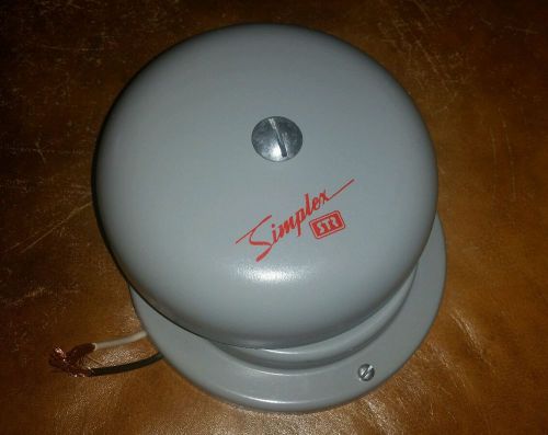 Simplex 6&#034; Vibrating Bell 4017-62 120V 7.2 Watts Fire Alarm