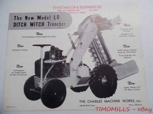 1957 ditch witch model ld trencher catalog sheet brochure charles machine works for sale