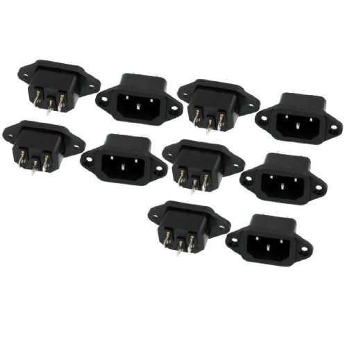 10 pcs black 3 pins iec320 iec 320c 14 inlet power plug socket ac 250v 10a for sale
