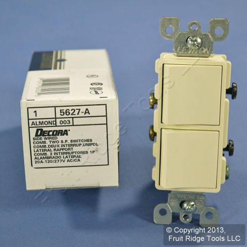 New Leviton Combination Almond Decora DUPLEX Rocker Light Switch 20A 5627-A Box