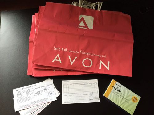 Lot of New Avon Paper Tote Bags - Order Forms and Charge Slips - Ink Pad