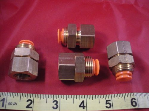 SMC KQ2E11-36 Lot of (4) Fittings 3/8&#034; npt Bulkhead Connector Brass Nnb New