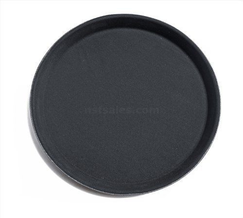 New Star 25217 NSF Plastic Round Rubber Lined Non-Slip Tray, 16-Inch, Black