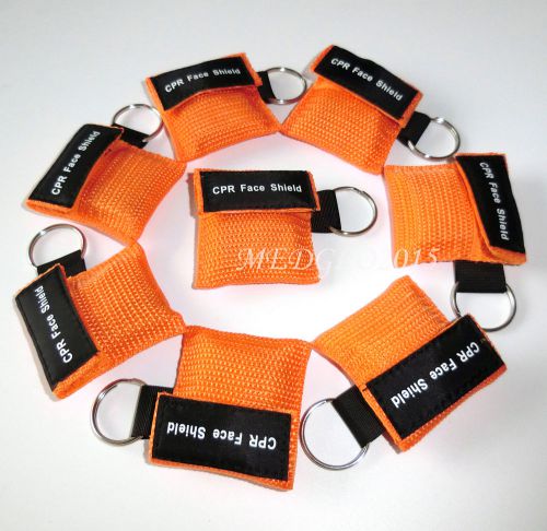 12 of cpr mask with keychain cpr face shield aed orange for sale