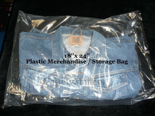22 EXTRA LARGE 18&#034;x 24&#034; CLEAR FLAT PLASTIC MERCHANDISE / STORAGE BAGS 1.5MIL
