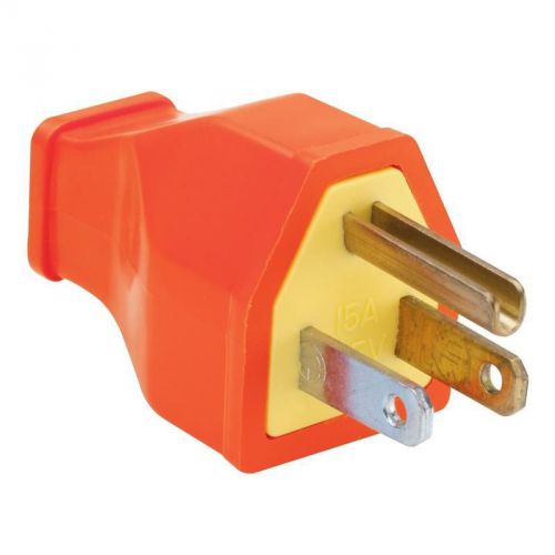 Residential straight blade plug 15amp 125 volt two pole three wire orange. for sale