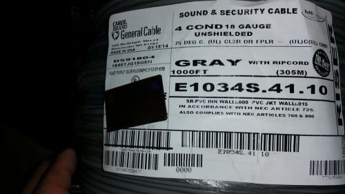 General cable/carol e1034s 18/4c stranded unshield media/comm wire usa cmr /20ft for sale