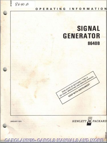 HP Manual 8640B SIGNAL GENERATOR