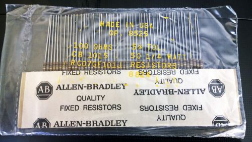 50pc NOS Allen-Bradley 100 ohm 5% 1/4 Watt Carbon Comp Resistors