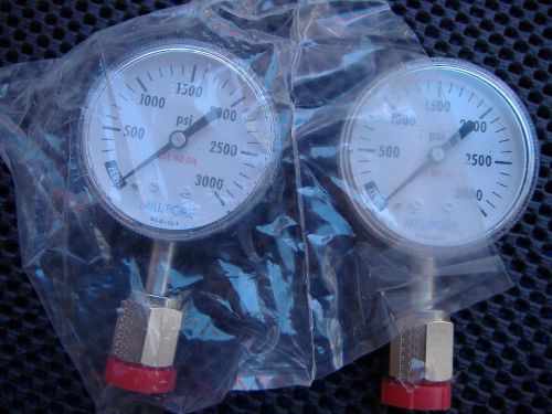 Millipore 0-3000psi pressure gauge, 1/4&#034; VCR (lot of 2)