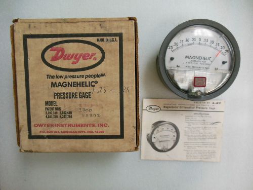 Dwyer magnehelic pressure gauge model no. 2300-0 (-.25&#034;-.25&#034; w.c.) for sale