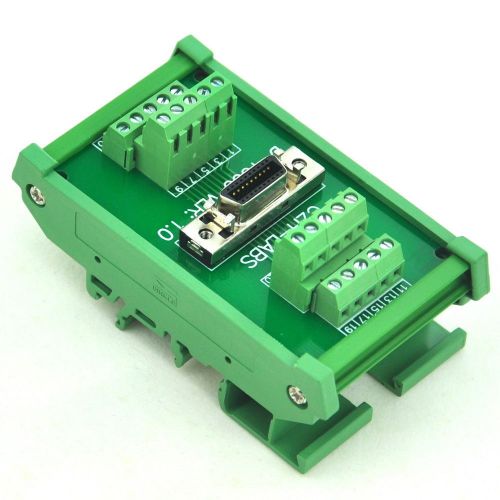 Din rail mount 20-pin 0.05&#034; mini d ribbon/mdr female interface module, scsi. for sale