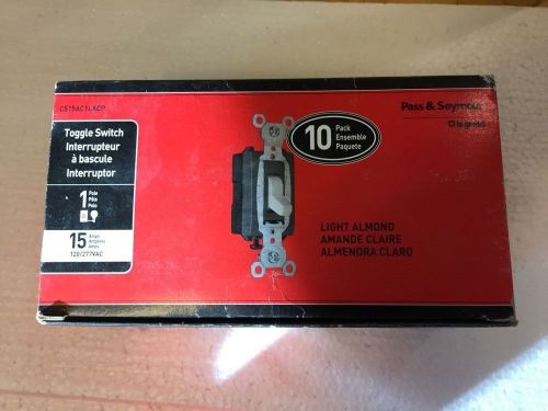 Pass &amp; seymour/legrand 10-piece 15-amp light almond light switch (cs15ac1lacp4) for sale