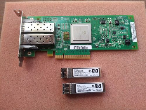 HP QLE2562 8GB Dual-Port PCI-E Fiber Channel Adapter AJ764-63002 + Transceivers