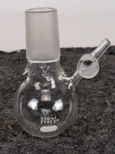 Pyrex 250ml Round Bottom Boiling Flask w/ Side Arm 7282 Stopcock Valve Joint
