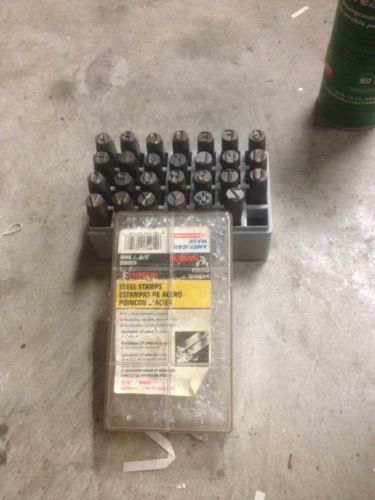 Hanson usa 3/8&#034; (9mm) steel stamps #20350 a-z &amp; box set machinist fab shop tool for sale