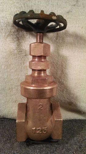 Bronze 2&#034; threaded  gate valve b 125, flexitite disc, 10&#034; tall, about 6+lb, used for sale