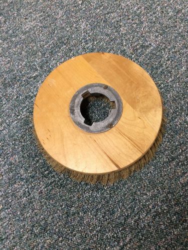 Round Floor Cleaner Buffer Brush 13&#034; Diameter Solid Working Condition Wood Top