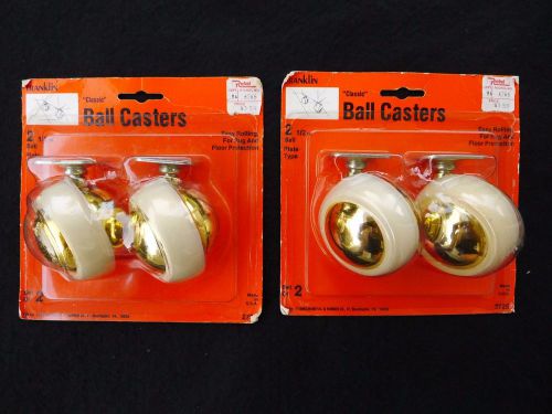 NOS 4  Franklin CLASSIC Heavy Duty Ball Casters 2.5&#034; Brass Finish- Cycolac