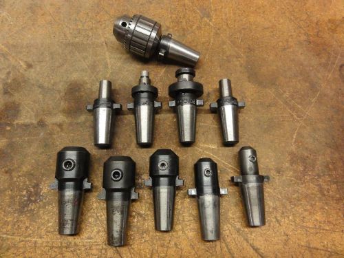 (10) nice universal kwik-switch 200 tool holders, jacobs chuck, end mill, shell for sale
