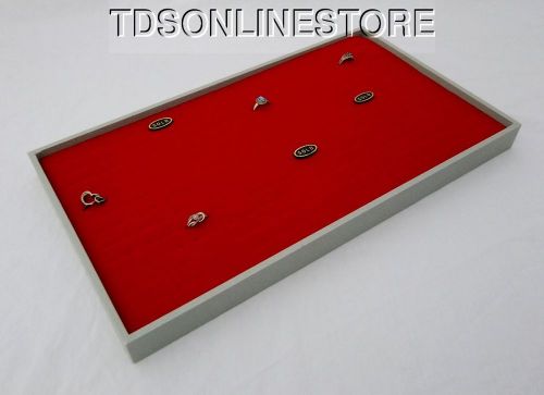 144 RING JEWELRY DISPLAY CASE GRAY TRAY RED INSERT