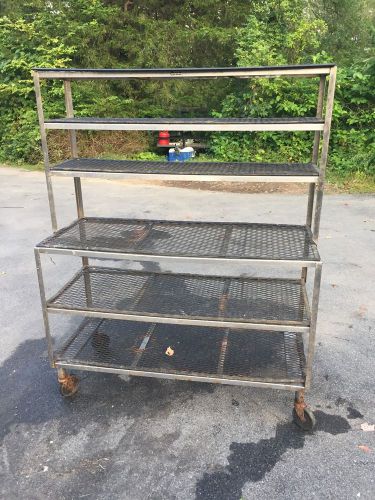 Heavy Duty Stainless Steel Rack Cart With Coated Wire Shelves 6 Tiers