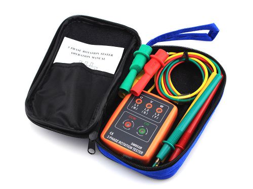 Portable 3 Phase Sequence Presence Rotation Indicator Tester Detector Meter
