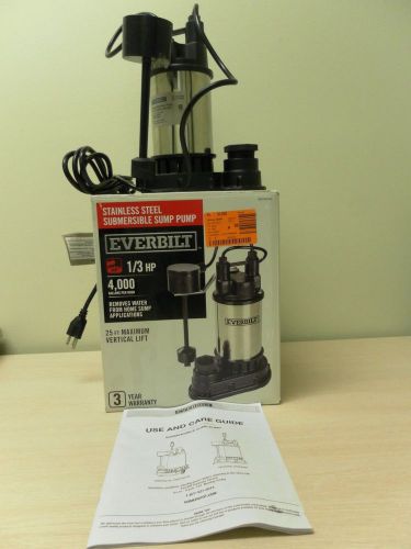 Everbilt (sp03302vd) 1/3 hp stainless steel/cast iron submersible sump pump for sale