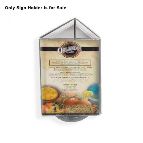 Retail Clear Acrylic 3-Sided Sign Holder with Black Revolving Base 5.5&#034;W x 8.5&#034;H