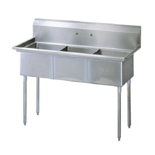 Stainless Steel 57&#034; X 24.5&#034; 3 Three Compartment Utility Sink