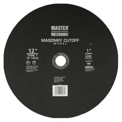 Master mechanic 12&#034; x 1/8&#034; x 1&#034; arbor masonry cutoff wheel 761202 for sale
