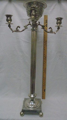 CANDELABRAS, SILVER PLATED, 36&#034; TALL, HEAVY DUTY, SOLID BUILD