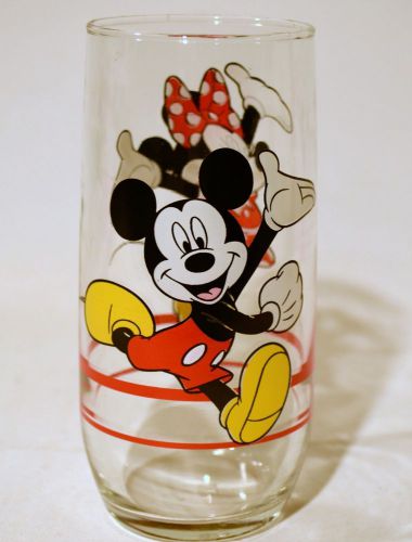 Vintage Disney Mickey &amp; Mini Mouse on Same Drinking Glass Collectibles 10 oz