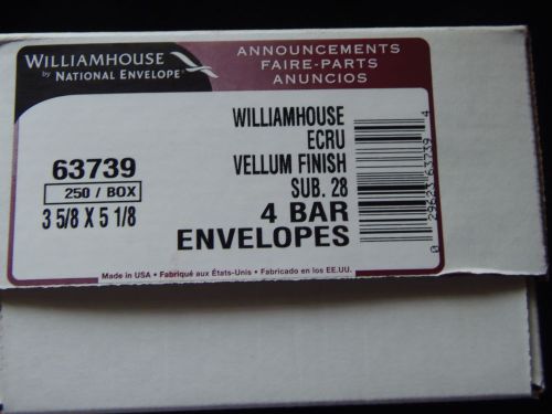 WILLIAMHOUSE ECRU VELLUM FINISH  4 Bar Envelopes 3 5/8 x 5 1/8  (lot of 250)