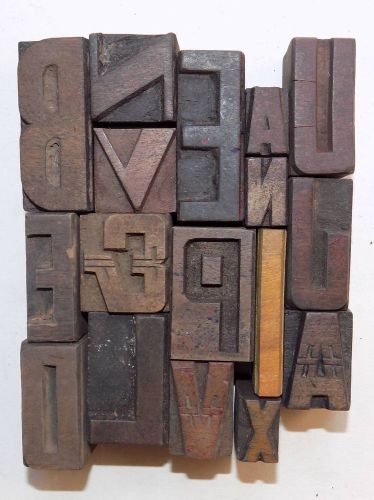 Letterpress Letter Wood Type Printers Block &#034;Lot of 17&#034; Typography #bc-46