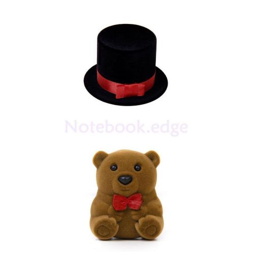 2x hat bear velvet ring earring jewelry display box gift case holder organizer for sale