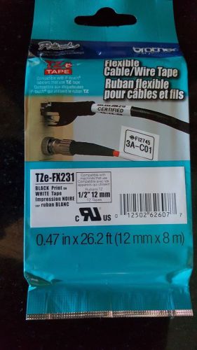 2 Genuine Brother TZe-231 BLACK ON WHITE Label Tape TZe231 / TZ231 fits PT-2700
