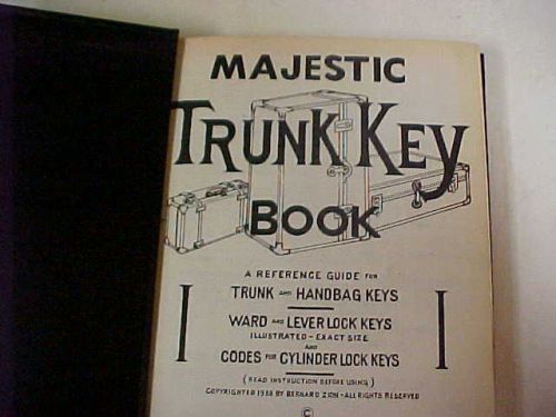MAJESTIC Trunk Key book, Vol. 1 with actual dimensions, locksmith,antique Dlr.,