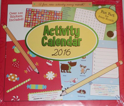 16-Month 2016 ACTIVITY Wall Calendar NEW SEALED Boys Girls Coloring Book Kids